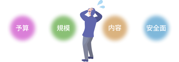 予算、規模、内容、安全面